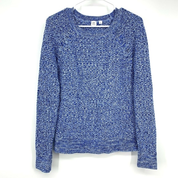 GAP Sweaters - Gap Sweater Blue White Marled Crew Neck Pullover Long Sleeve